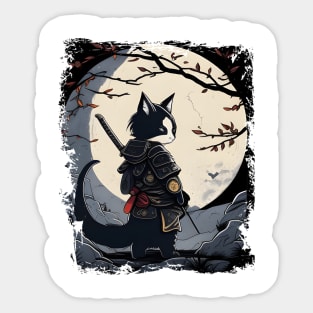 Japanese Cat Samurai Katana Catana - Love Cats Sticker